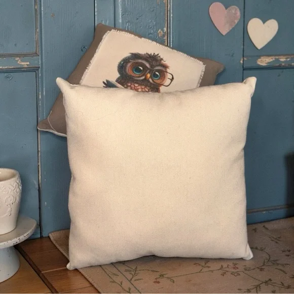 Set of 2 Throw Pillows Oscar & Ollie Owl W/ Glasses & Book 10in x 10in New - Picture 9 of 11